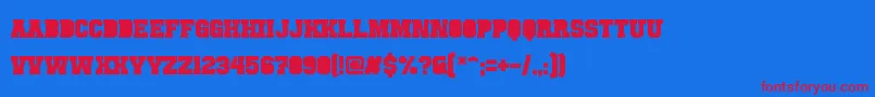 PunchlineFilled-Schriftart – Rote Schriften auf blauem Hintergrund