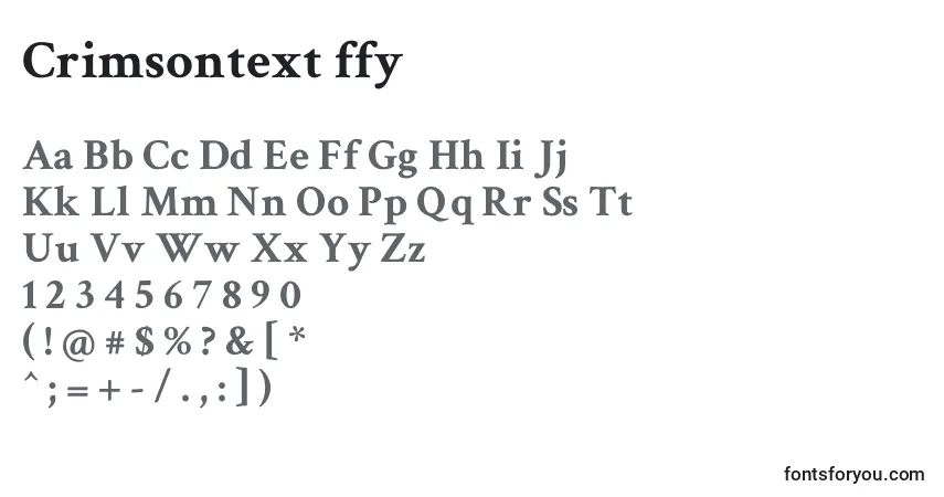 Czcionka Crimsontext ffy – alfabet, cyfry, specjalne znaki