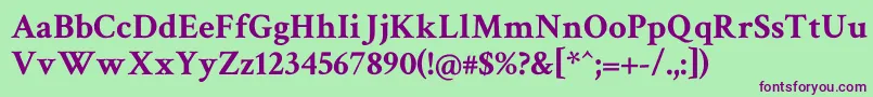 フォントCrimsontext ffy – 緑の背景に紫のフォント