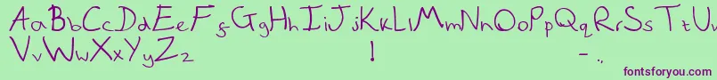Czcionka QuickNote – fioletowe czcionki na zielonym tle