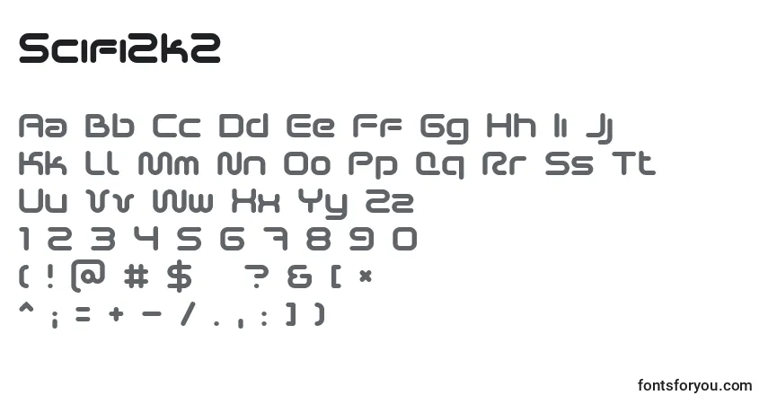 A fonte Scifi2k2 – alfabeto, números, caracteres especiais