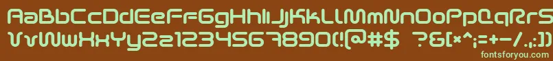 フォントScifi2k2 – 緑色の文字が茶色の背景にあります。