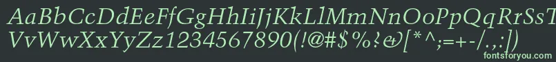 TrumpmediaevalltstdItalic Font – Green Fonts on Black Background