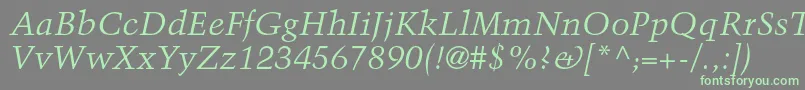 TrumpmediaevalltstdItalic Font – Green Fonts on Gray Background