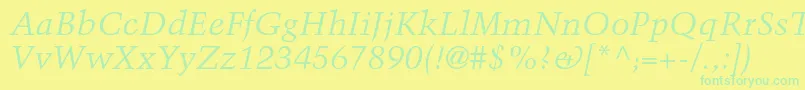 TrumpmediaevalltstdItalic Font – Green Fonts on Yellow Background