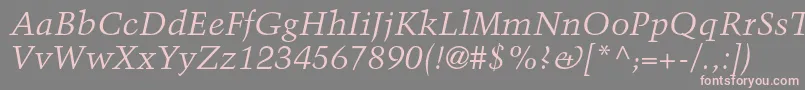 Weitere Informationen zur TrumpmediaevalltstdItalic-Schriftart TrumpmediaevalltstdItalic-Schriftart – Rosa Schriften auf grauem Hintergrund