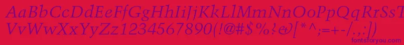 TrumpmediaevalltstdItalic Font – Purple Fonts on Red Background