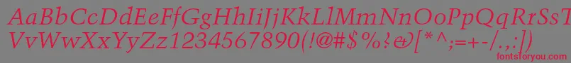 More about TrumpmediaevalltstdItalic Font TrumpmediaevalltstdItalic Font – Red Fonts on Gray Background