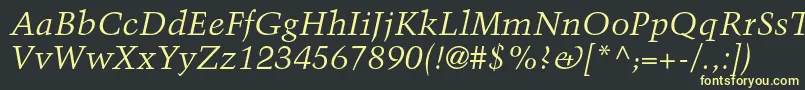 TrumpmediaevalltstdItalic Font – Yellow Fonts on Black Background