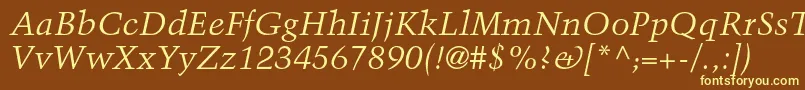 TrumpmediaevalltstdItalic Font – Yellow Fonts on Brown Background