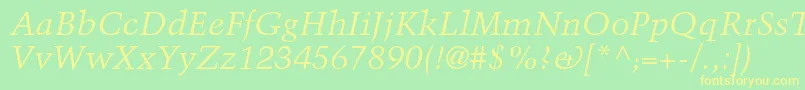 TrumpmediaevalltstdItalic Font – Yellow Fonts on Green Background