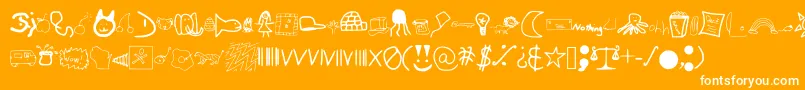 DanielSDingbatFont3-Schriftart – Weiße Schriften auf orangefarbenem Hintergrund