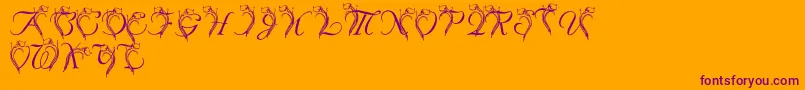 LmsCallaLily-Schriftart – Violette Schriften auf orangefarbenem Hintergrund