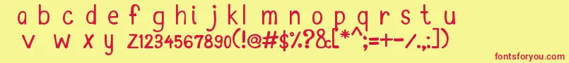 MtfKim-fontti – punaiset fontit keltaisella taustalla