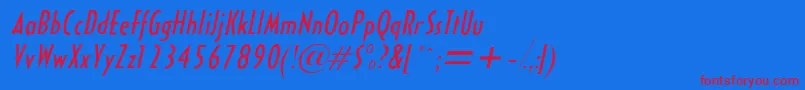 HalseycondsskItalic Font – Red Fonts on Blue Background