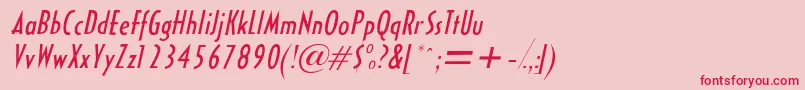 フォントHalseycondsskItalic – ピンクの背景に赤い文字
