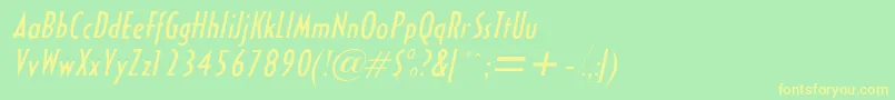 HalseycondsskItalic-Schriftart – Gelbe Schriften auf grünem Hintergrund