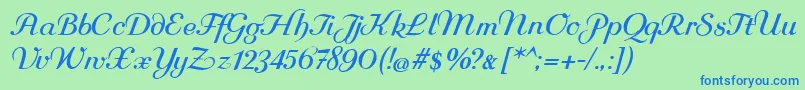 Rundkursiv Font – Blue Fonts on Green Background