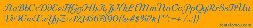 Rundkursiv-Schriftart – Blaue Schriften auf orangefarbenem Hintergrund