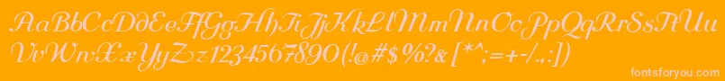 Rundkursiv Font – Pink Fonts on Orange Background