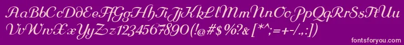 Rundkursiv Font – Pink Fonts on Purple Background