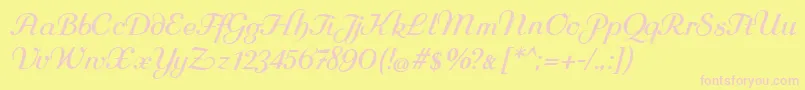 Rundkursiv Font – Pink Fonts on Yellow Background