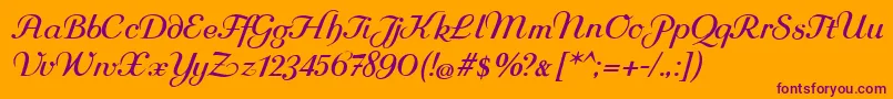 Rundkursiv Font – Purple Fonts on Orange Background