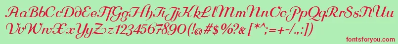 Rundkursiv Font – Red Fonts on Green Background