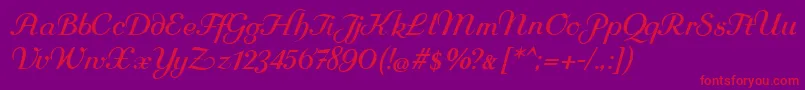 Rundkursiv Font – Red Fonts on Purple Background