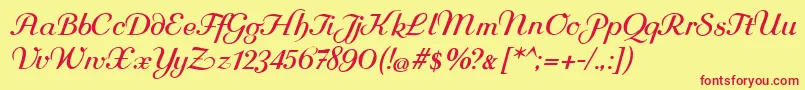 Rundkursiv Font – Red Fonts on Yellow Background