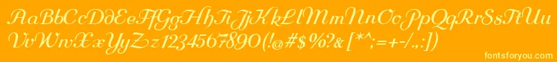 Rundkursiv Font – Yellow Fonts on Orange Background