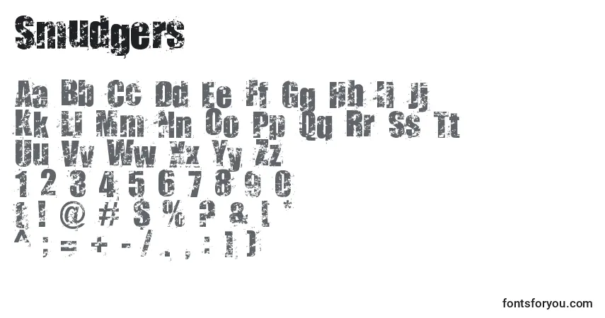 Шрифт Smudgers – алфавит, цифры, специальные символы