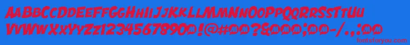 Engcomica Font – Red Fonts on Blue Background