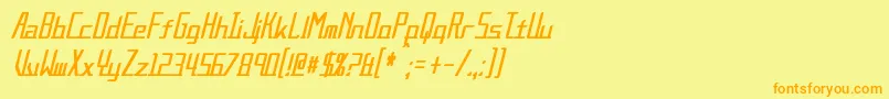 フォントAlternationCondensedItalic – オレンジの文字が黄色の背景にあります。