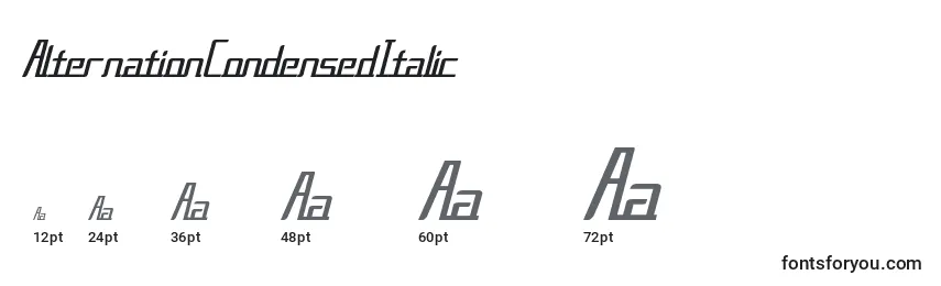 AlternationCondensedItalic Font Sizes