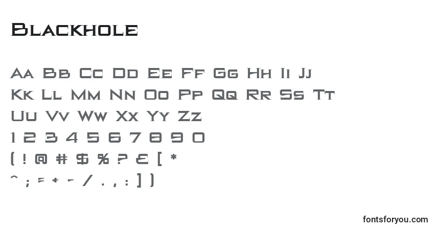 characters of blackhole font, letter of blackhole font, alphabet of  blackhole font