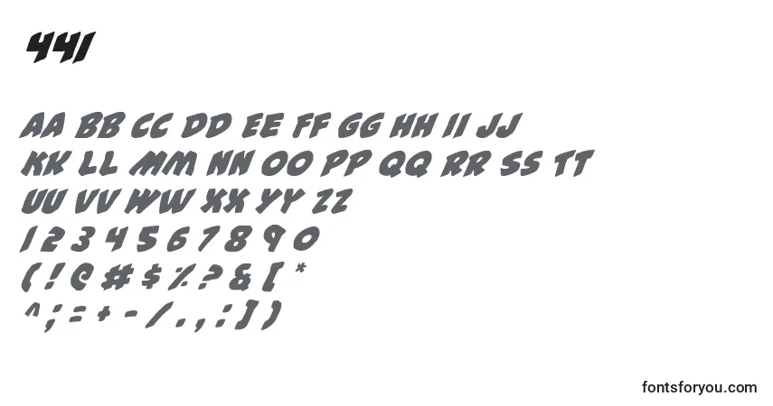Schriftart 44i – Alphabet, Zahlen, spezielle Symbole