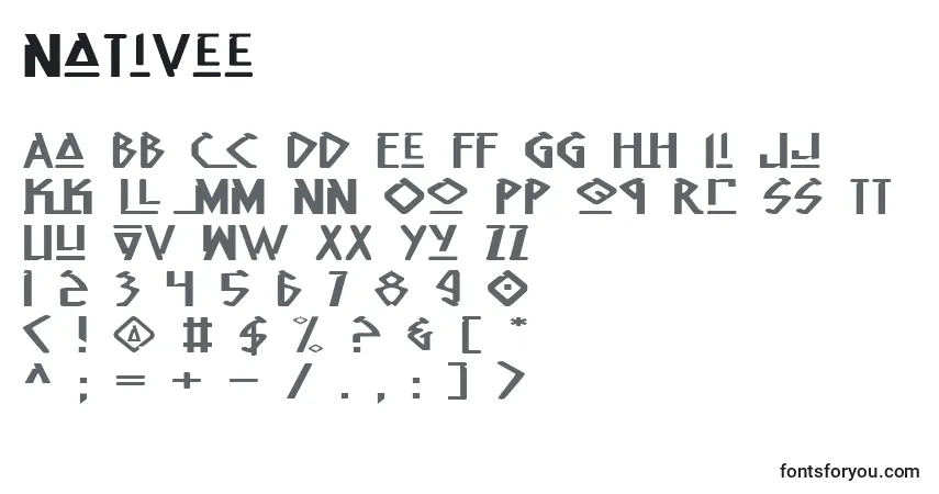 Czcionka Nativee – alfabet, cyfry, specjalne znaki