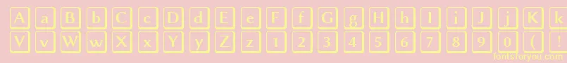 LinbiolinumK-fontti – keltaiset fontit vaaleanpunaisella taustalla