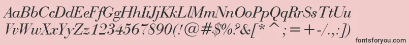 BauerBodoniItalicBt-Schriftart – Schwarze Schriften auf rosa Hintergrund