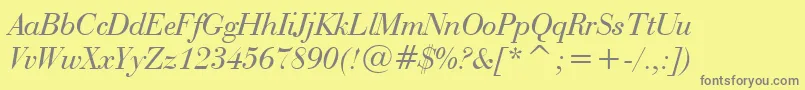 BauerBodoniItalicBt Font – Gray Fonts on Yellow Background