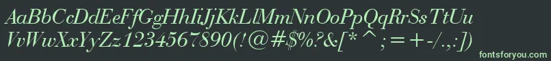フォントBauerBodoniItalicBt – 黒い背景に緑の文字