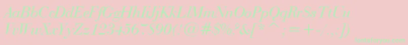 BauerBodoniItalicBt Font – Green Fonts on Pink Background