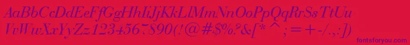BauerBodoniItalicBt Font – Purple Fonts on Red Background