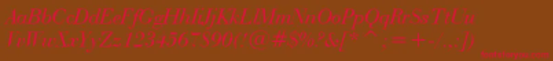 BauerBodoniItalicBt Font – Red Fonts on Brown Background