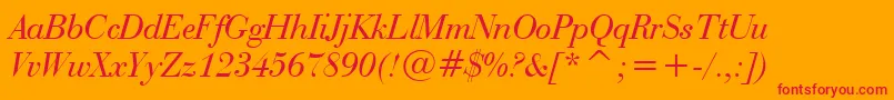 BauerBodoniItalicBt Font – Red Fonts on Orange Background
