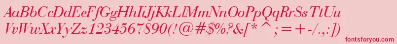 BauerBodoniItalicBt Font – Red Fonts on Pink Background