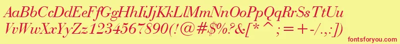 BauerBodoniItalicBt Font – Red Fonts on Yellow Background