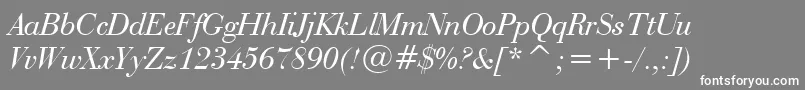 BauerBodoniItalicBt Font – White Fonts on Gray Background