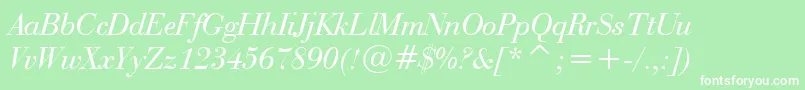 BauerBodoniItalicBt Font – White Fonts on Green Background